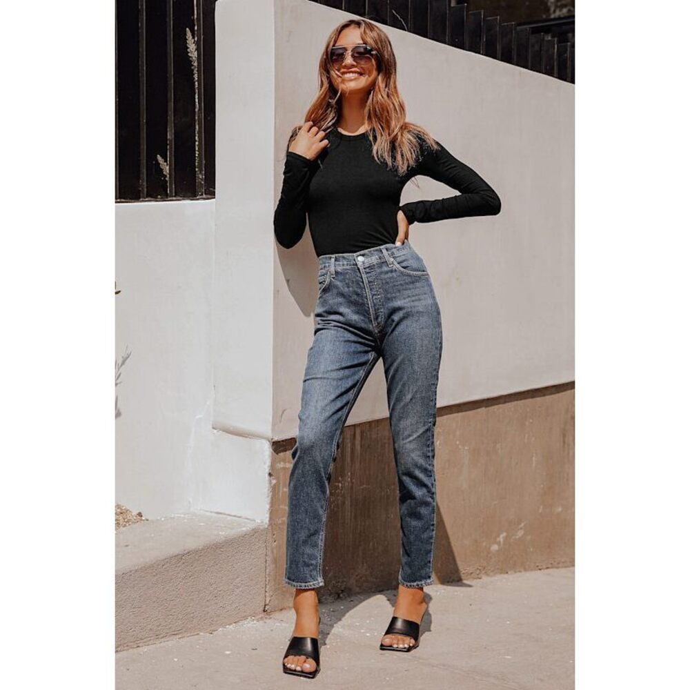 Lulus Basics Pure Finesse Black Long Sleeve Bodysuit - Size S